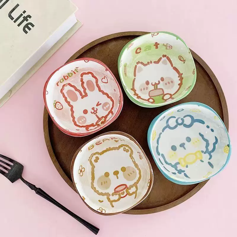 网红可爱四方蘸料碟家用油盐酱醋照料味碟火锅蘸料小碗咸菜小盘