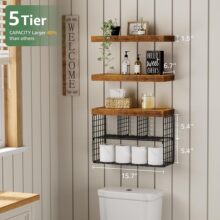 亚马逊 卫浴置物架墙面多层装饰架子洗发水沐浴露毛巾卷纸收纳架