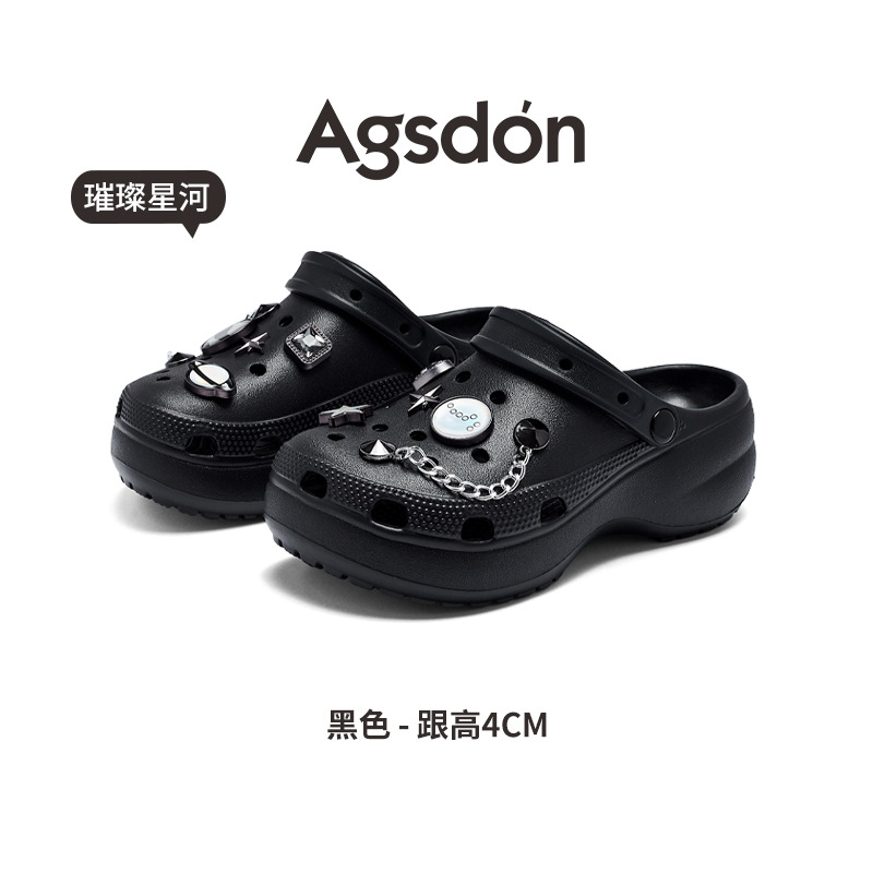 Augustion zapatos de suela gruesa con agujeros de mierda para mujer 2025 nuevas sandalias y zapatillas de verano, zapatillas de playa junto al mar