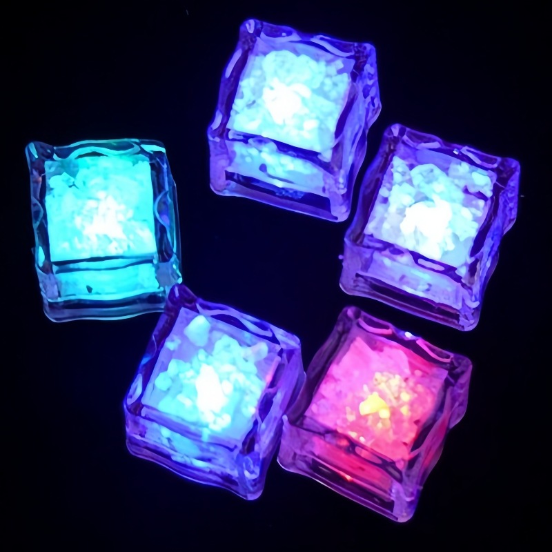 Cubos de hielo LED multicolor, accesorios luminosos para bodas, bares y fiestas, iluminación de bebidas decorativa