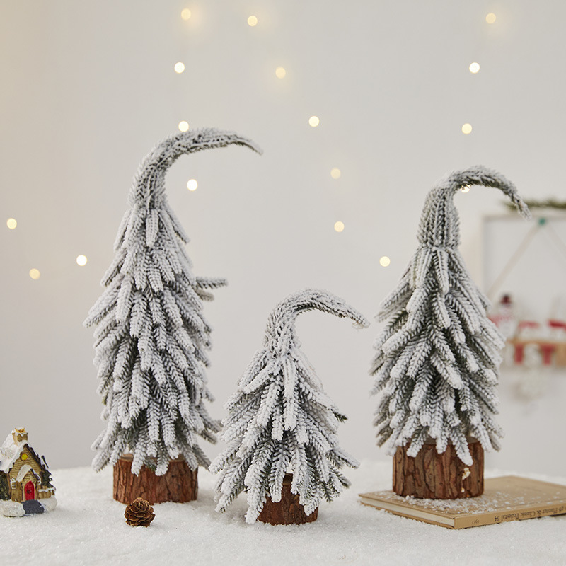 Elegant PE Snowy Pine Tree Decor – Frosted Mini Christmas Trees For Tabletops, Shop Displays & Luxury Jewelry Store Styling_voghion.com