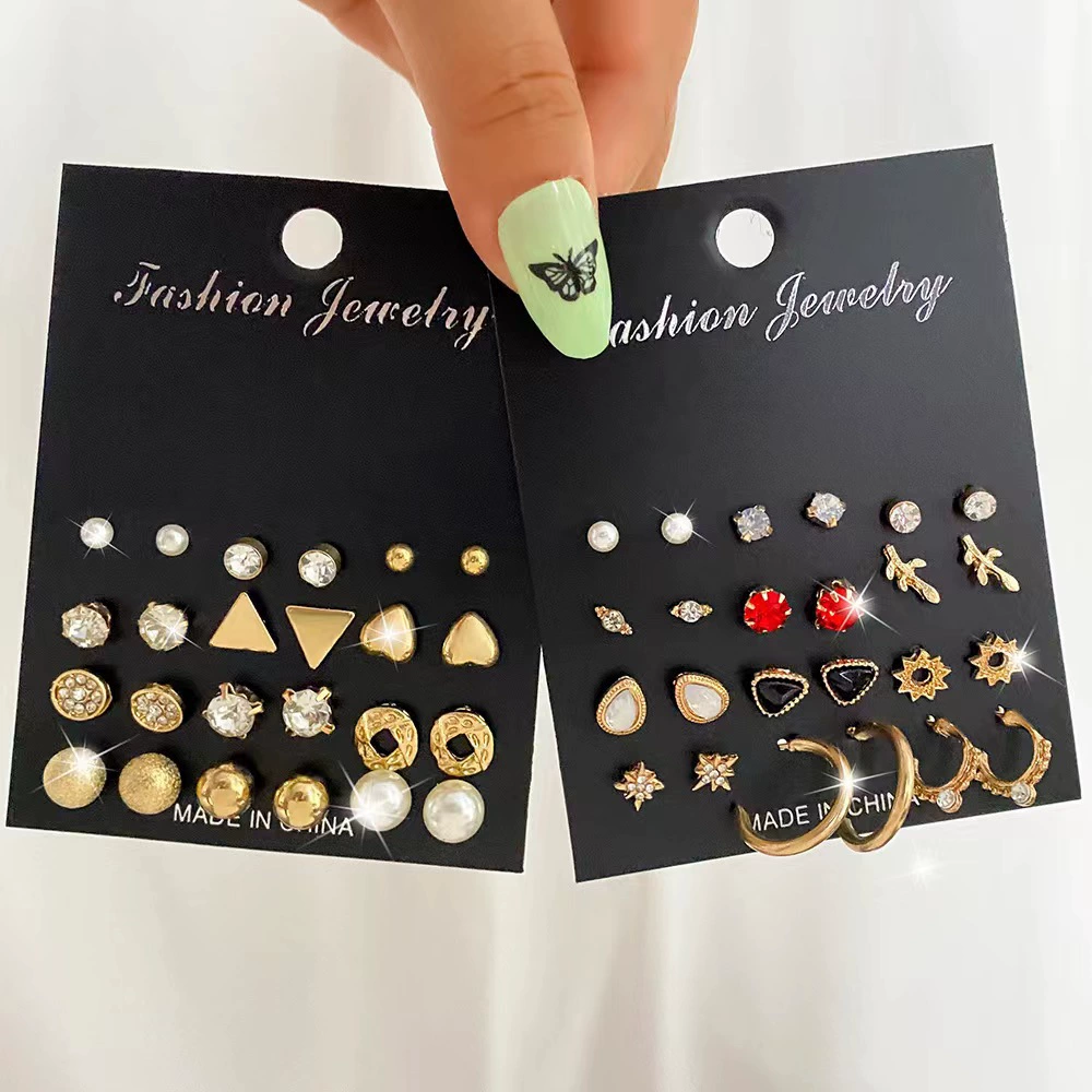 Metal Earrings Set, Retro Creative Design with Pigtail Hooks, Simple Elegant, Assorted Colors