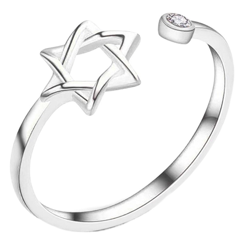 Estilo coreano anillo de articulación de dedo índice anillo Abierto Femenino personalidad japonesa y coreana Hipster anillo de estrella de seis puntas fuente de fábrica al por mayor