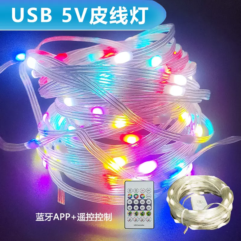 皮线灯USB幻彩RGB蓝牙圣诞灯串声控串串灯APP氛围灯装饰户外led灯