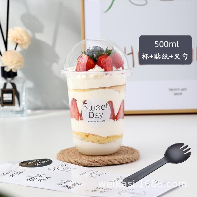 Internet celebridad Bobo taza de múltiples capas de frutas salvado helado sundae helado taza de grasa mousse taza de la torta taza en forma de U