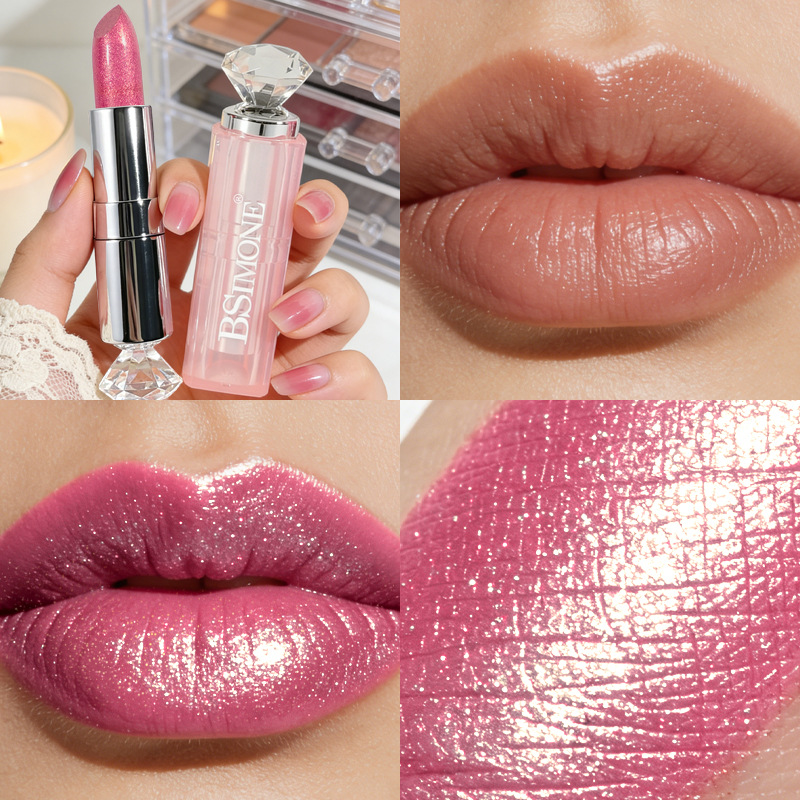 Lápiz labial metálico perlado de 8 colores, iluminador con brillo de diamante, fácil de aplicar, hidratante, de larga duración, venta al por mayor.