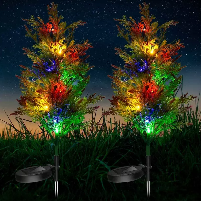 户外太阳能LED地插灯圣诞松柏树草坪灯装饰庭院节日灯庭院照明