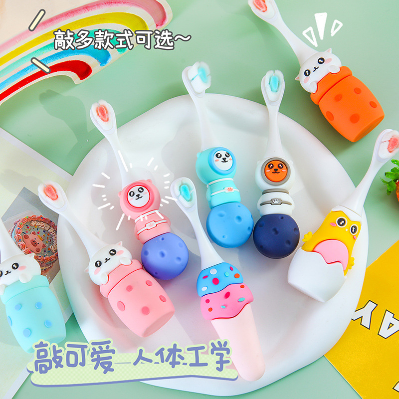 Creative Cartoon Kidsren's Soft-Bristled Toothbrush for Primary School Students to Brush Their Teeth at Home, Ultra-Fine Antibacterial Toothbrush for Infants and Toddlers