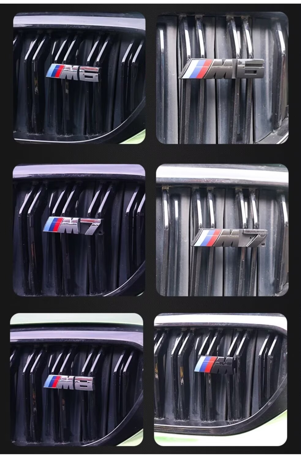 BMW self-adhesive universal grille emblem for 3 Series, 5 Series, X1M, M2, X3M, M4, X5M, M6, X7, M8, black