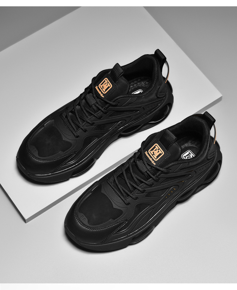 Black air cushion sports men in , breathable 2024 new running men, mesh height increasing youth shoes for spring_voghion.com