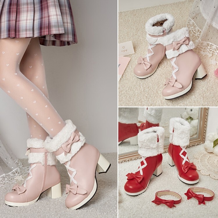 Cross-Border Women's Shoes in Various Sizes, Sweet Japanese-Style Cute Boots, Women's Short Boots for Wide Feet, Big Feet, Giant Feet, High-Heeled Shoes Cross-Border Women's Shoes in Various Sizes, Sweet Japanese-Style Cute Boots, Women's Short Boots for Wide Feet, Big Feet, Giant Feet, High-Heeled Shoes