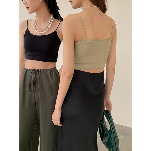 Love and Nancy Thirteen Lines Spring and Summer Original Versatile Solid Color U-neck Elastic Slim Suspender Beautiful Back Girl 81128