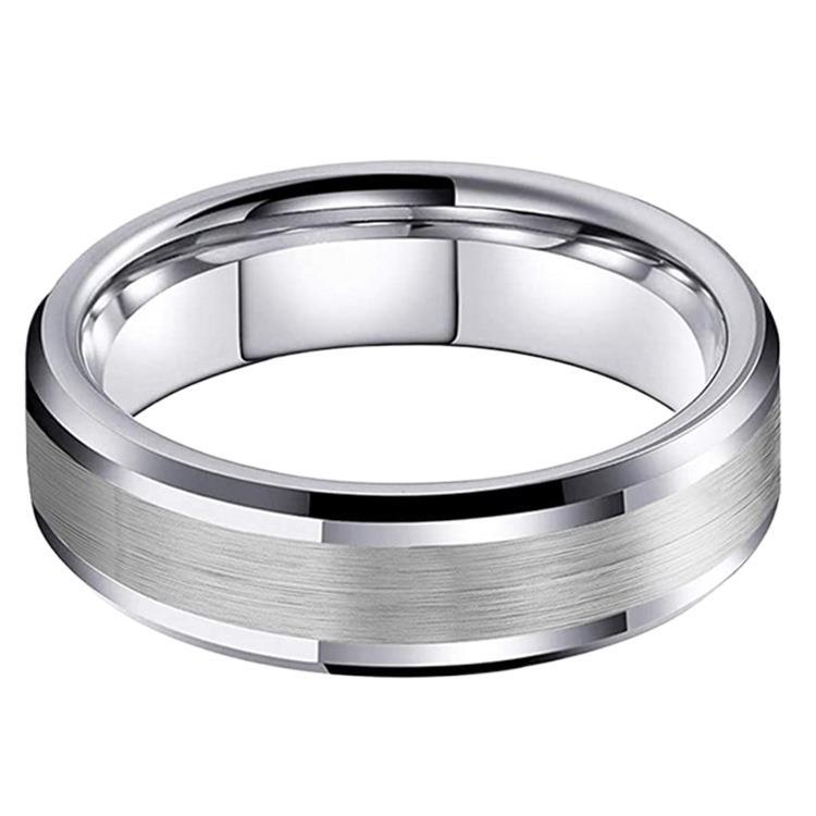 Tungsten Gold Men's Jewelry 6mm Wide Silver Black Gold Rose Rasha Chamfered Tungsten Steel Ring European and American Jewelry