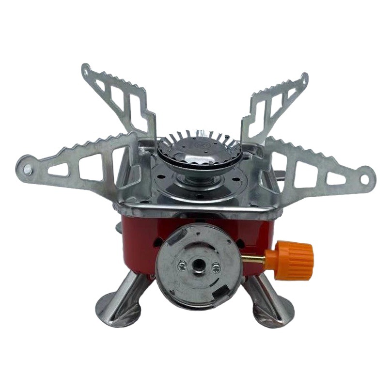 Outdoor Cassette Stove for Barbecue, Foldable Mini Square Stove, Palm-Sized Stove with Screw-On Long Tube, Lightweight Cassette Gas Stove