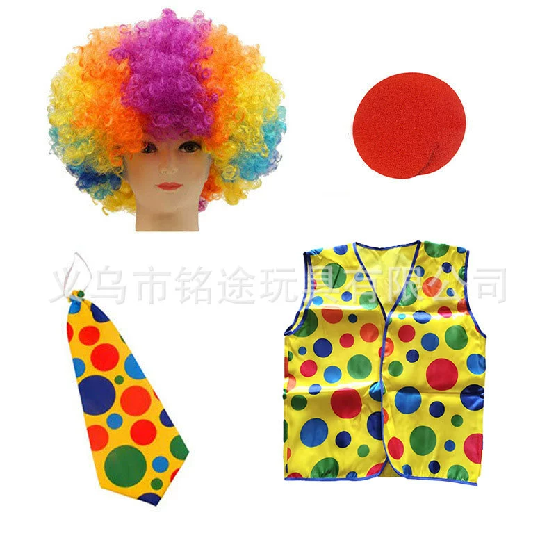 Set, rainbow suit, curly wig, dress up