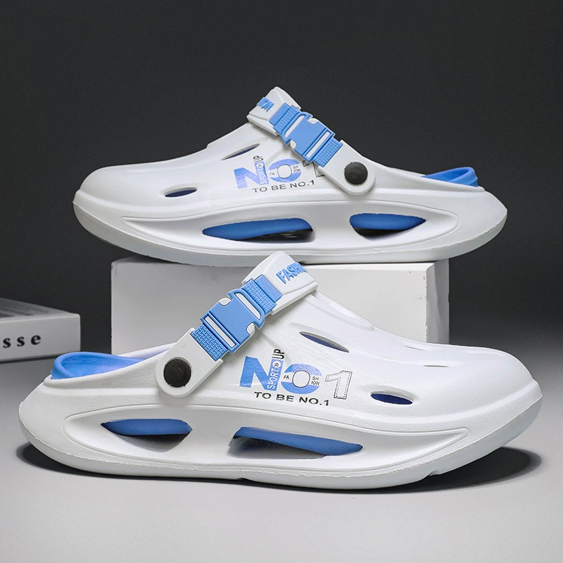 Мужская летняя верхняя одежда Croc Shoes, нескользящие тапочки двойного назначения на толстой подошве с носком, пляжные сандалии для спорта и отдыха на открытом воздухе для мужчин