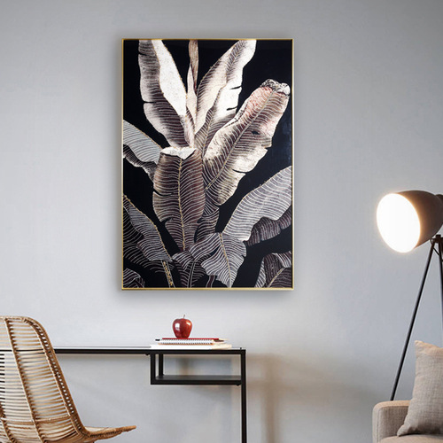 Banana leaf entrance hall decoration painting living room background wall painting Nordic style simple corridor aisle crystal porcelain wall painting