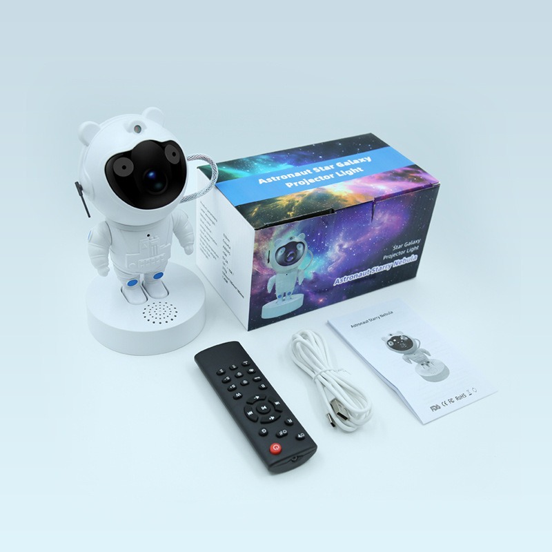Lámpara de proyección de astronauta, astronauta de noche pequeña, dormitorio de astronauta, junto a la cama, altavoz Bluetooth, luz de proyección de atmósfera
