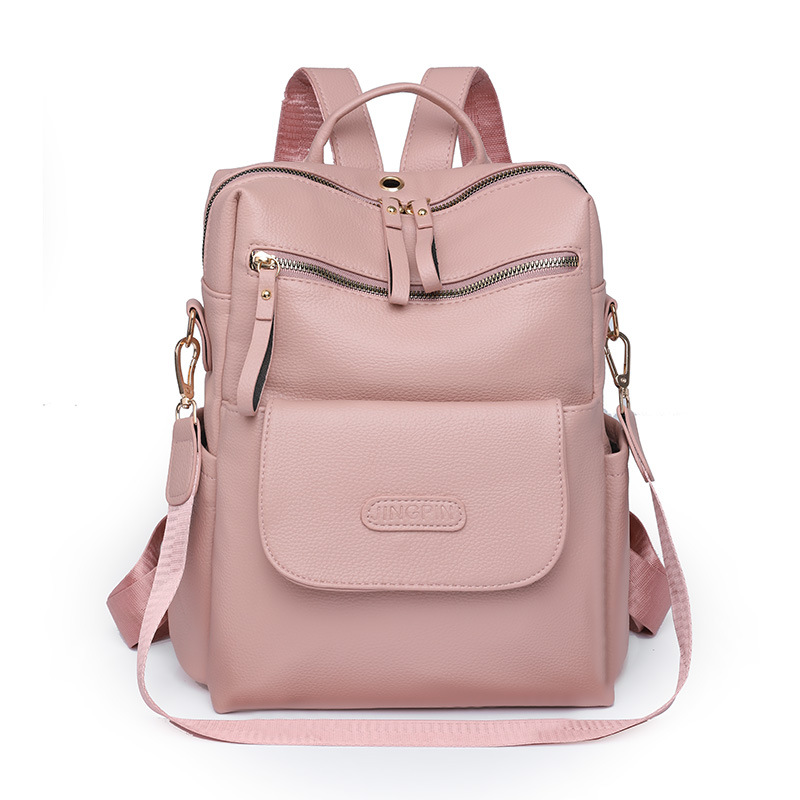 Mochila retro 2025, nueva bolsa para mujer, cuero suave de PU, gran capacidad, doble uso, bandolera, mochila informal para mujer