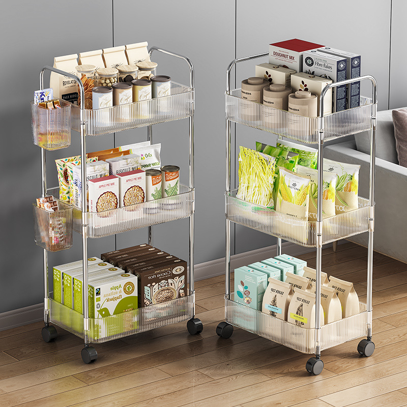 Acrylic Snack Cart Storage Rack Floor Mobile Bathroom Toilet Storage Box Multi-Layer Cosmetic Cabinet