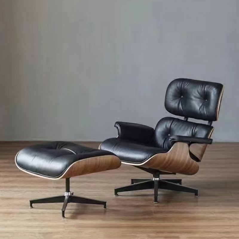 Eames Casual Wooden Recliner Classic Comfortable Foot Chair Lunch Break Chair Office Home Lazy Leisure Sofa Chair