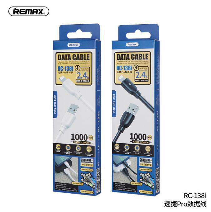 REMAX适用苹果手机数据线2.1A快充PVC 1米安卓type-c USB充电线