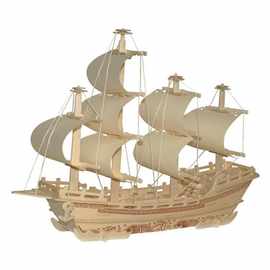 儿童益智木制仿真模型 木质手工DIY拼装明朝古帆船3d立体拼图玩具