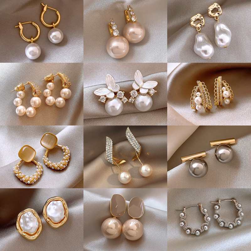 Silver Needle High-end Pearl Flower Earrings Fashion Retro Light Luxury French Elegant Elegant Elegant Internet Celebrity Earrings for Women Silver Needle High-end Pearl Flower Earrings Fashion Retro Light Luxury French Elegant Elegant Elegant Internet Celebrity Earrings for Women