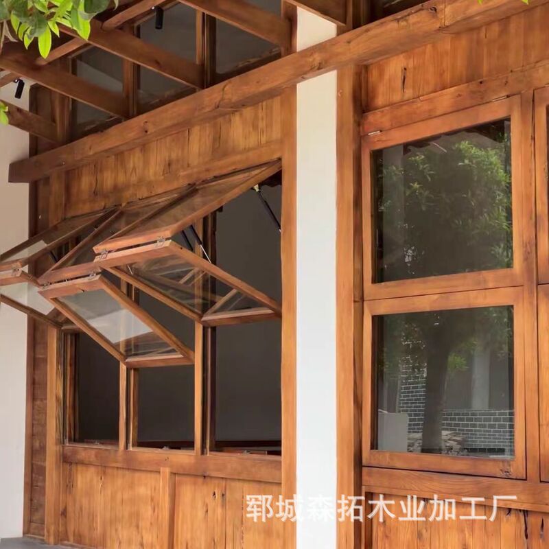 Solid Wood Folding Window, Indoor Partition Window, Commercial Use, Natural Wood Style, Embossed Glass Window, Kitchen Window, Foldable up and down Solid Wood Folding Window, Indoor Partition Window, Commercial Use, Natural Wood Style, Embossed Glass Window, Kitchen Window, Foldable up and down