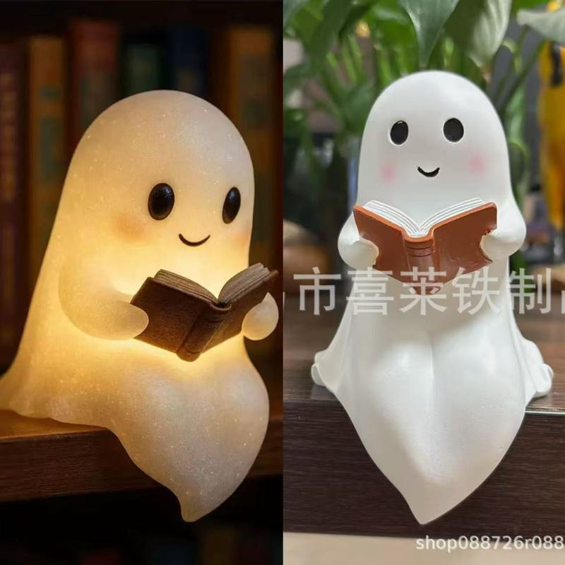 跨境创意万圣节装饰女巫幽灵看书浴缸小夜灯派对场景摆件创意礼品|undefined