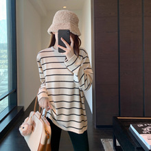 朵妮 ◆藏肉显瘦 慵懒风宽松舒适条纹长袖T恤女打底衫2025秋冬新
