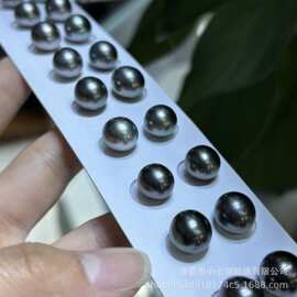 天然水滴海水珍珠9-10mm基本无暇细微瑕大溪地黑珍珠对珠裸珠diy