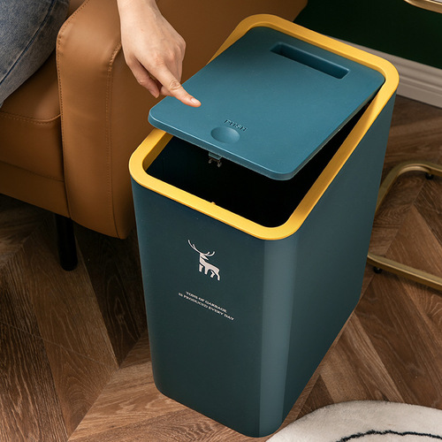 Large Cover Household Trash Can with Lid, Sanitary Slip-in Bathroom, Pressure-type Storage Bin, Sorting Kitchen, Thickened Pressure Ring Paper Basket