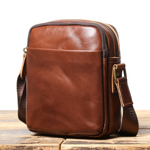 骆嘉新款男士真皮单肩包头层牛皮斜挎包时尚简约手机背包一件代发