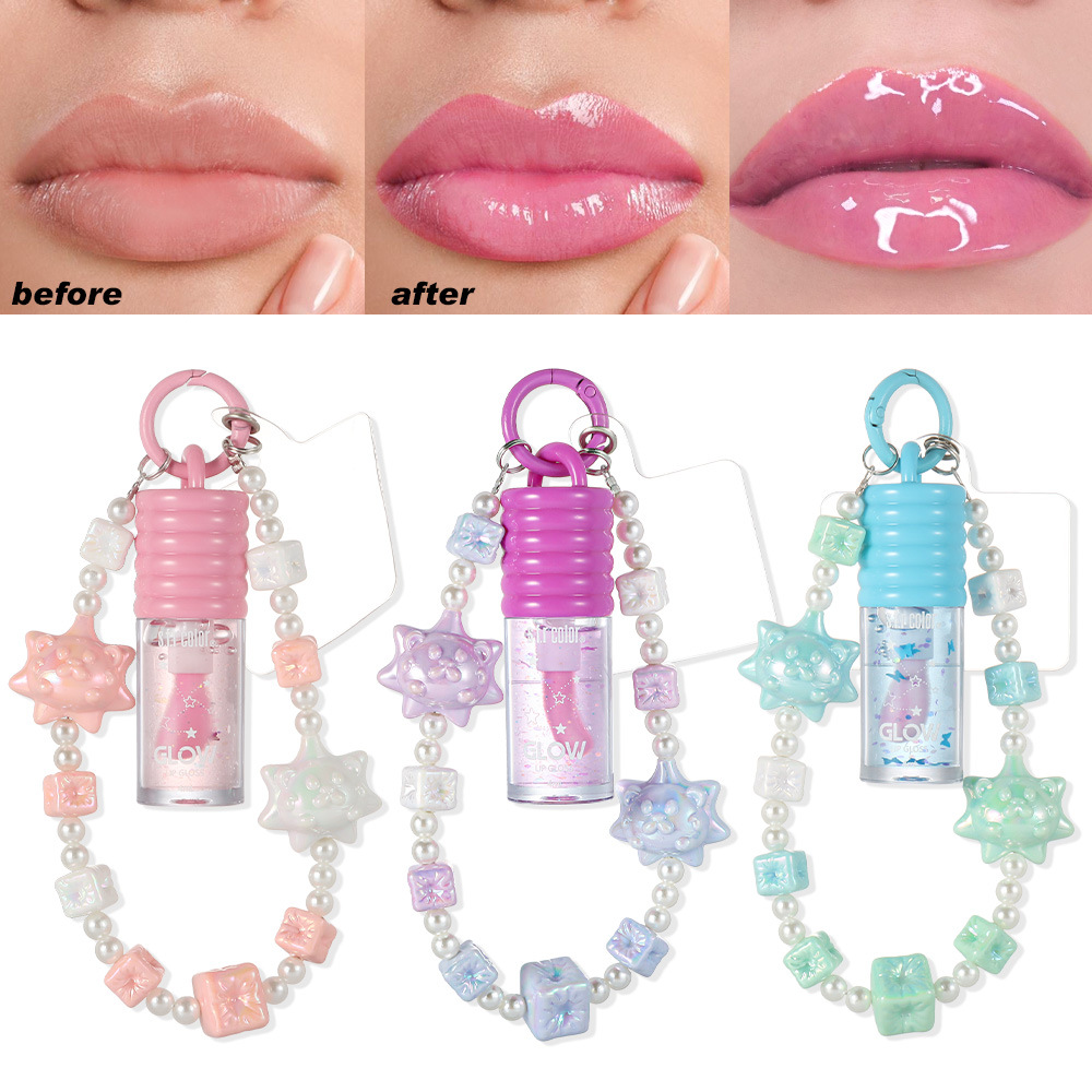 s.f.r color comercio exterior al por mayor humectante humectante natural de color lipstick con cadenas de cuentas móviles baratas