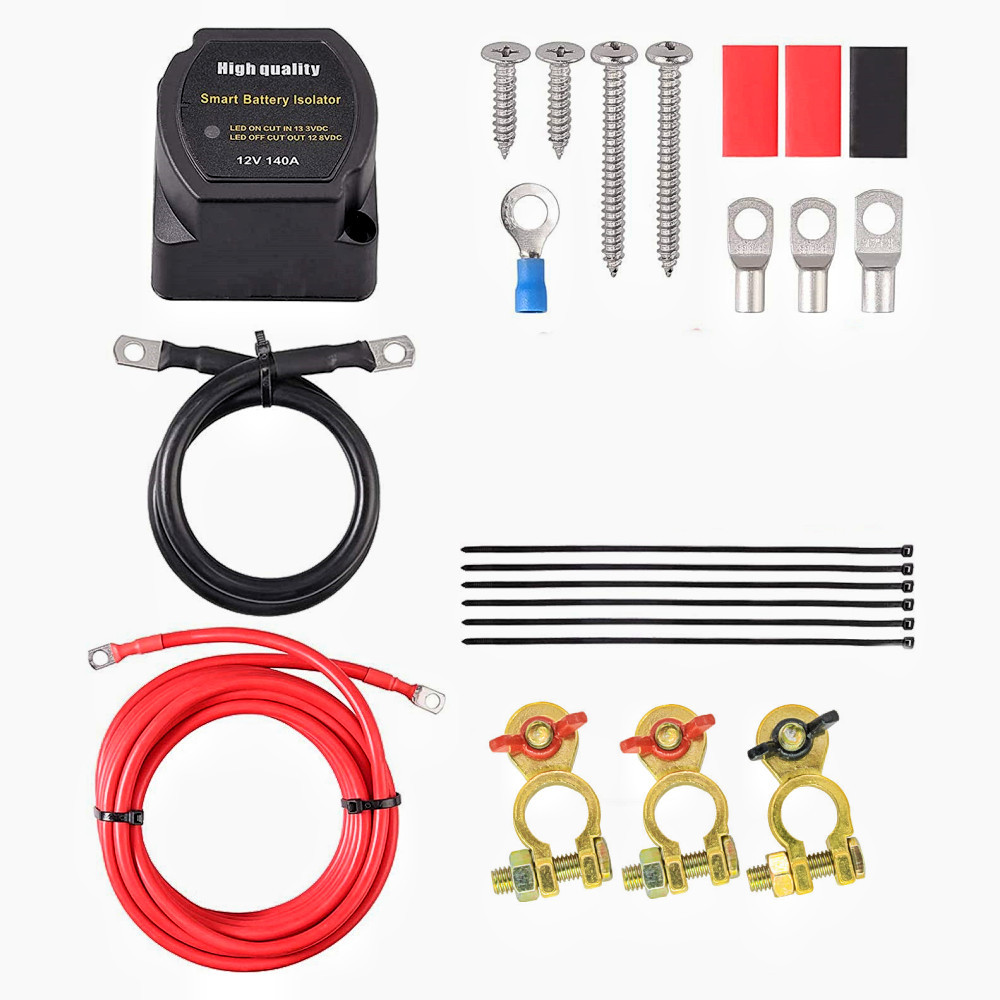 Doble batería aislador kit 12V140A voltaje sensible relé completo Cargador automático de doble batería