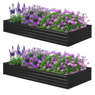 工厂供应亚马逊跨境椭圆形多规格镀锌板花园床 方形金属种植箱定