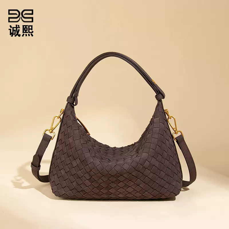 亚马逊新品编织手提饭盒包小众高级感单肩腋下女包时尚斜跨饺子包