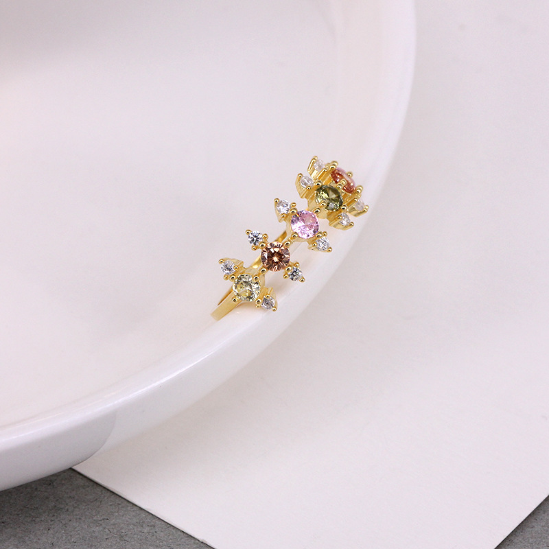 Fashion Geometric Sterling Silver Plating Artificial Gemstones Rings