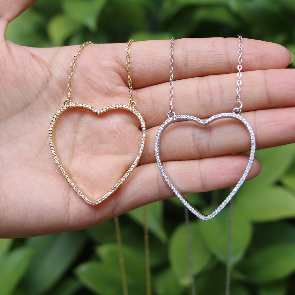 fashion copper heart micro-encrusted copper pendant inlaid zircon collarbone chain