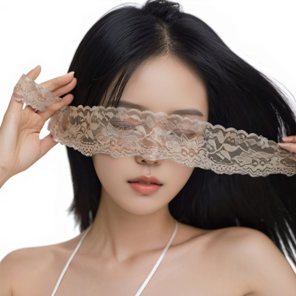 Lace Eye Mask with Purple Jewelry Accent, 150 cm Tie Closure — detail image 6