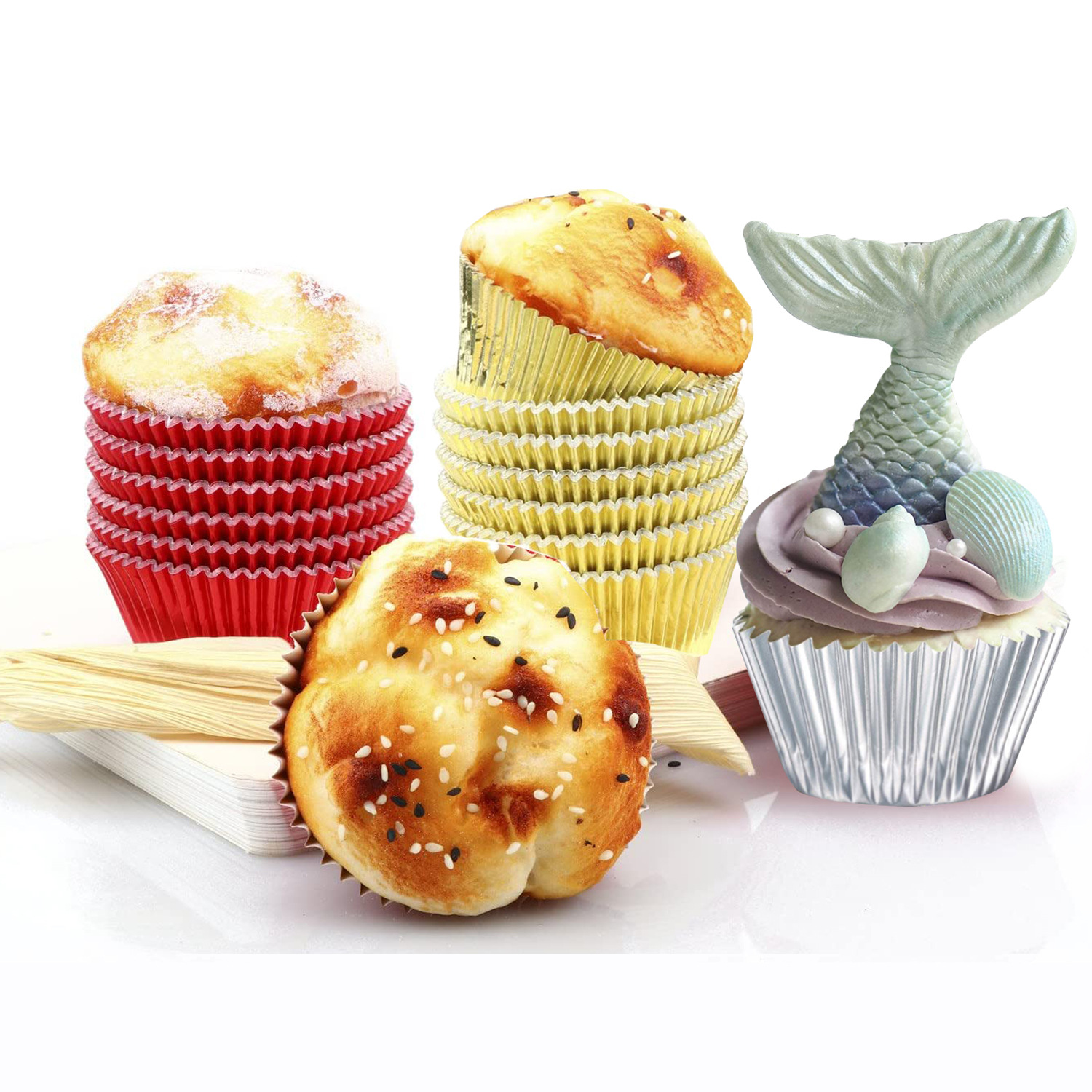 彩色加厚铝箔防油蛋糕纸托烘焙用具雪媚娘马芬蛋糕纸杯防油纸11CM