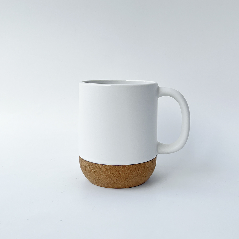 Taza de cerámica con base de corcho personalizada con tapa, taza de agua creativa de estilo nórdico, taza de oficina de cerámica con corcho