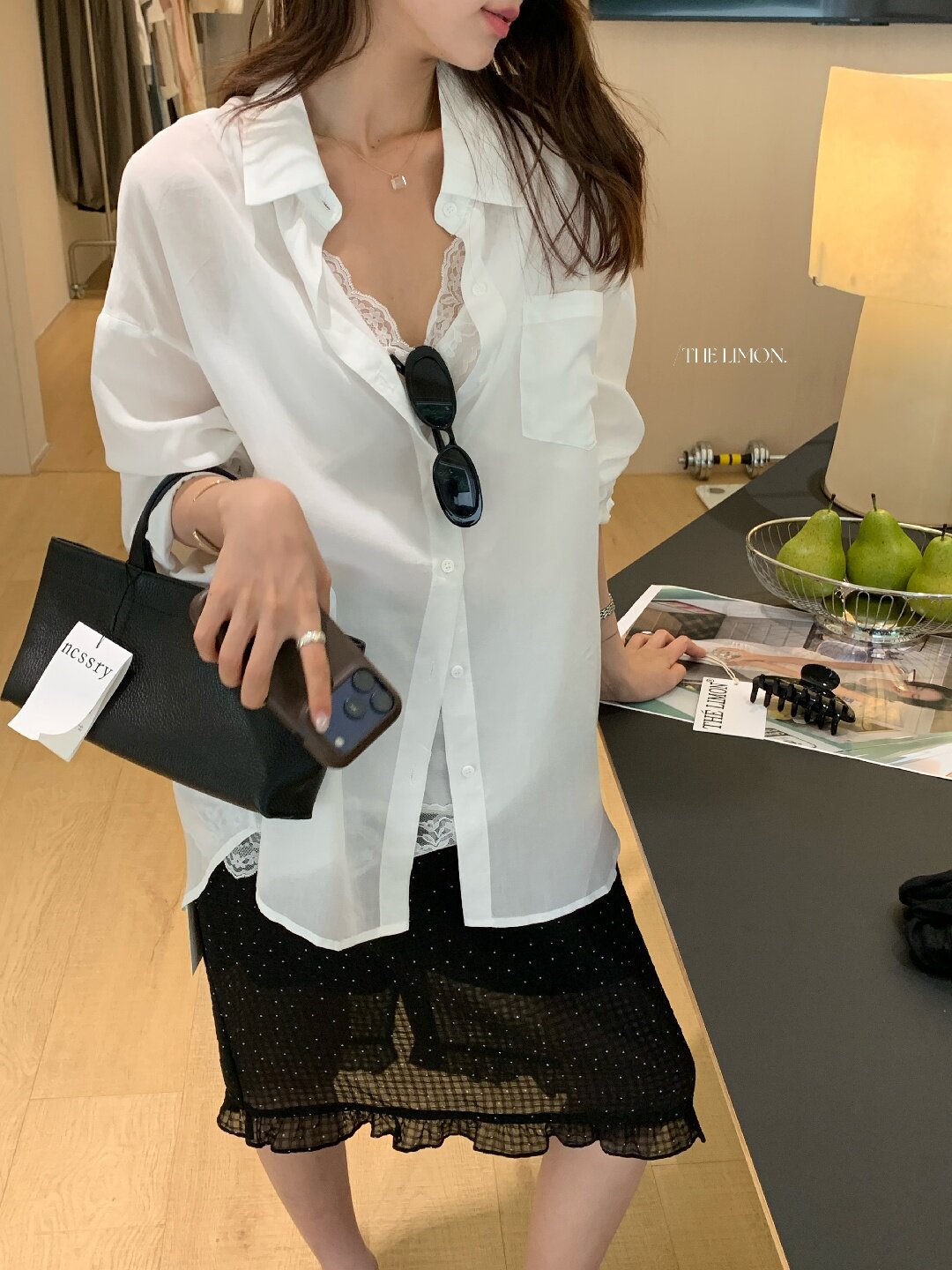 Áo sơ mi nữ tay dài chất liệu tencel phong cách lười biếng ấm áp — Vàng nhạt, xanh lam, Xanh lá cây nhạtcolor, màu hồng chi tiết 38
