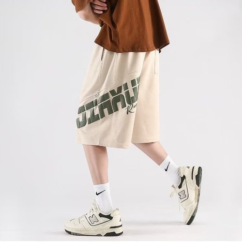 Japanese street-style khaki casual shorts for men, summer thin model, trendy brand, sporty American-style loose basketball five-pocket pants