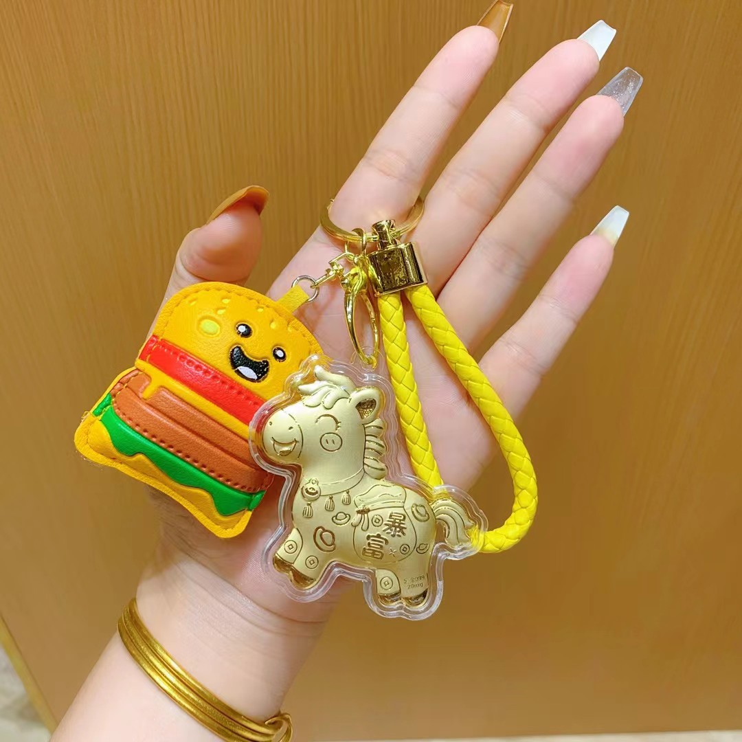 Año del Caballo de oro llavero de automóvil pequeño colgante 999 dinero de inmediato bolso llavero personalizado pequeño regalo