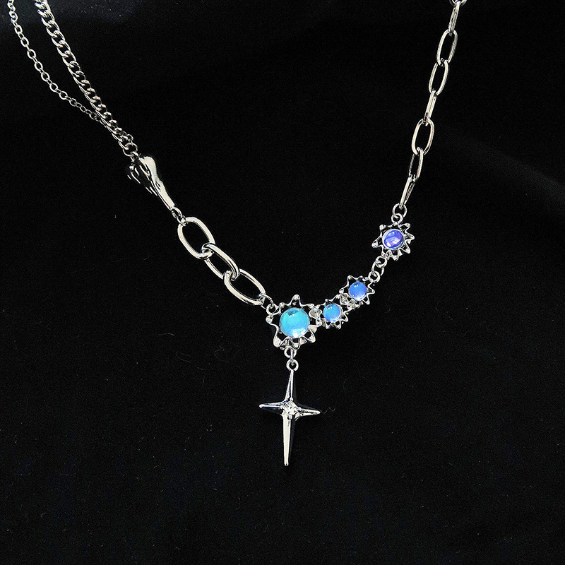 Fashion Cross Alloy Inlay Rhinestones Pendant Necklace