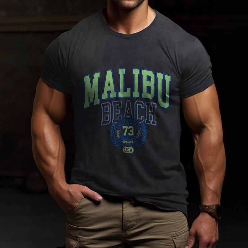 Amazon 2025 European and American Cross-Border New Fashion Trendy High-Quality Striped Short-Sleeve Crew Neck T-Shirt Factory Direct Sale