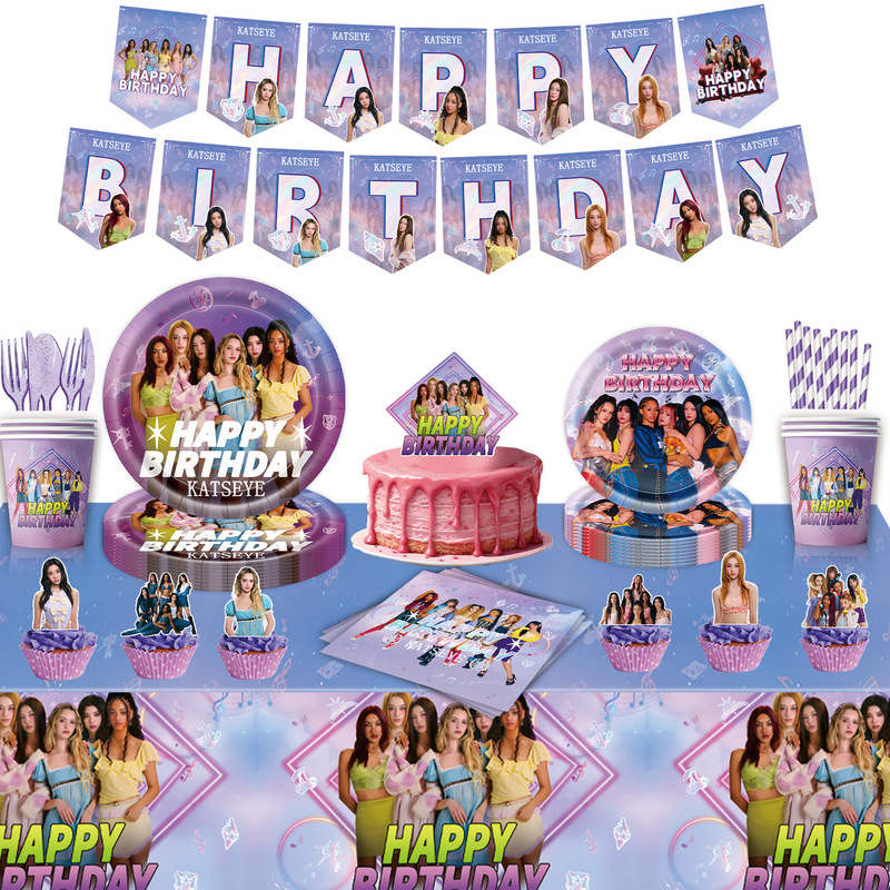 Amazon's New Katseye Girl Group Party Supplies Set, Party Birthday Paper Plates, Paper Cups, Flag Decorations Amazon's New Katseye Girl Group Party Supplies Set, Party Birthday Paper Plates, Paper Cups, Flag Decorations