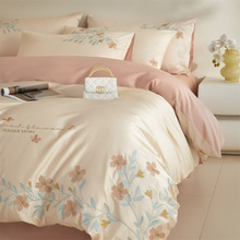 轻奢高级感长绒棉床上四件套全棉刺绣纯棉床单被套床笠款南通家纺